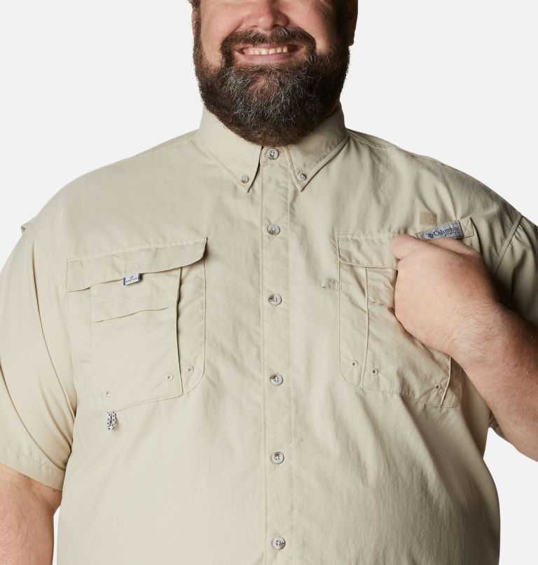 Men's Columbia PFG Bahama II Short Sleeve Shirts Khaki | Plus Size CA-X6C50